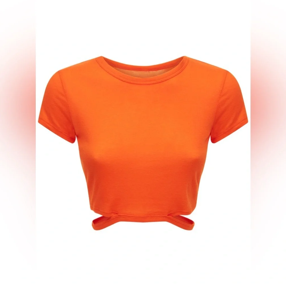 Alo Yoga Halo Cropped Strap Orange Tshirt sz XS - Picture 2 of 5